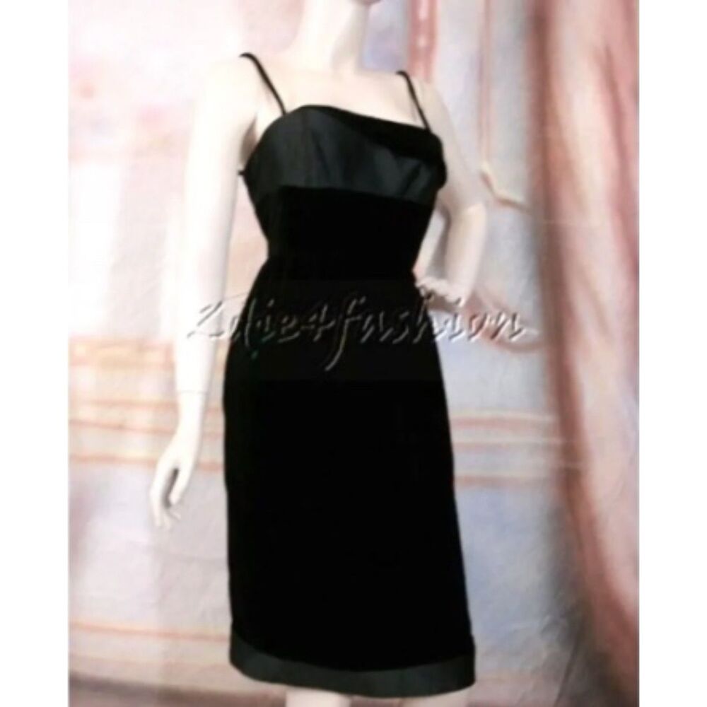 $1085 NWT ARMANI COLLEZIONI Sexy Black Velvet Satin Trim Dress 10
